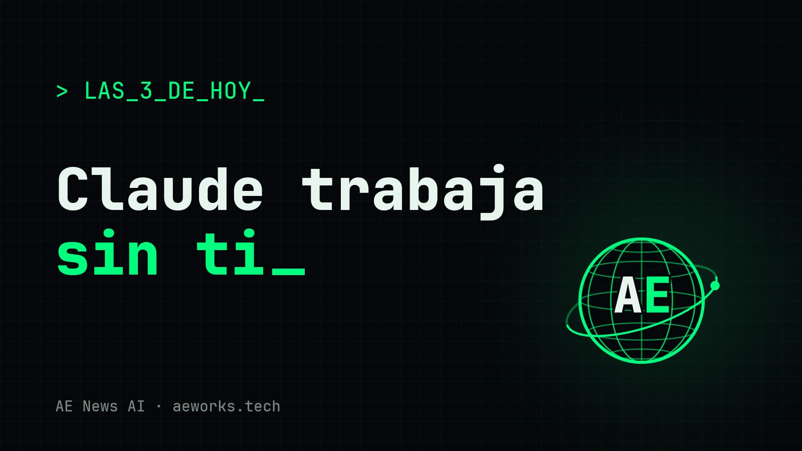 Portada de Las 3 de hoy: «Claude trabaja sin ti», sobre Claude Duet, Walmart y OpenAI en Google Cloud